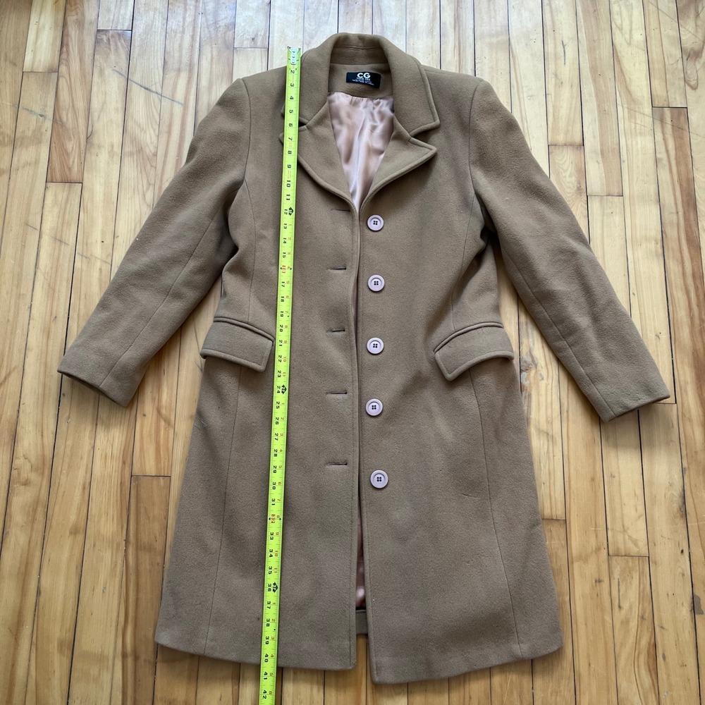 Cecil Gee Camel Tan Wool Blend Long Coat Made in Canada Notched Lapel Mens M - Picture 3 of 8